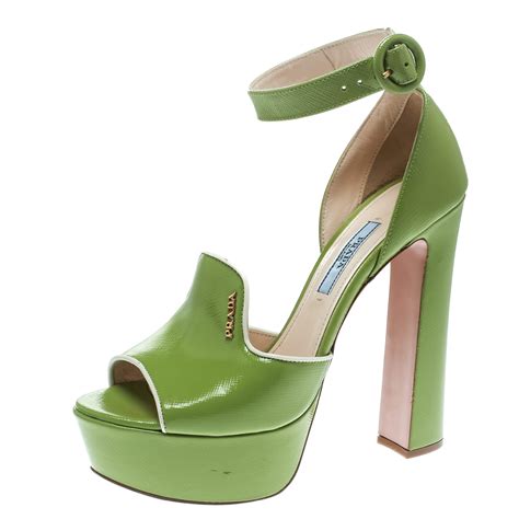 prada olive green ankle strap shoes|prada leather sandals.